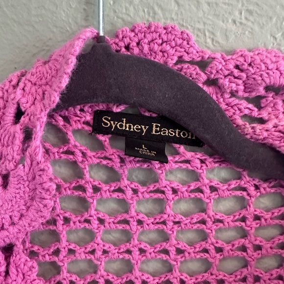 Pink academia Sydney Easton Crochet Women Sweater y2k - Picture 3 of 5